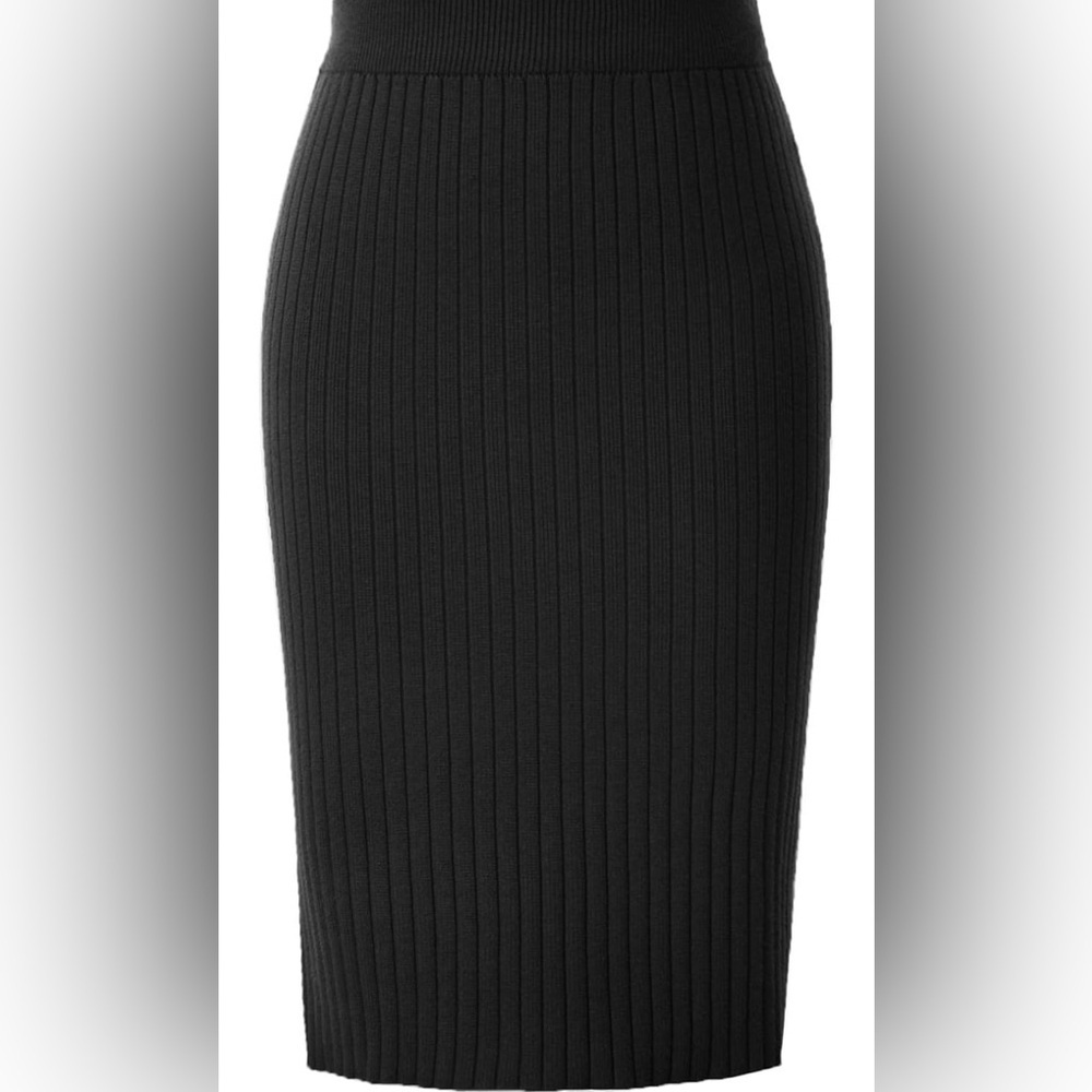 NWT Kate Kasin Women's Knee Length Stretchy Ribbed Skirt - Picture 2 of 8